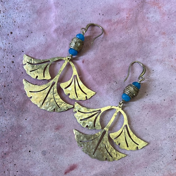 Handmade big art nouveau petal drop earrings - Picture 3 of 6